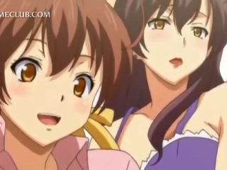 Dospívající 3d anime dcera bojování přes a velký bodnutí