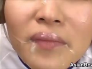 Okropne azjatyckie dziewczyna brutalnie wykorzystane i cummed na