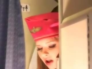 Voluptuous stewardess gets fresh sperm aboard