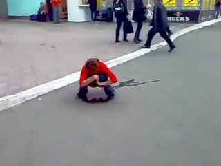 Drunk Russian lover Peeing In Streets