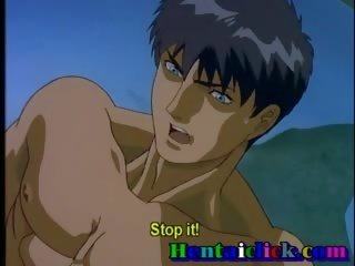 Innocente hentai gay stallone prende first-rate gangbanged