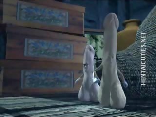 Sexualmente aroused 3d hentai strumpet esfregar um enorme pénis