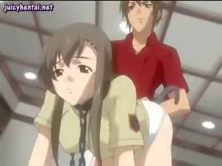 Anime honey enjoys a anal dildo