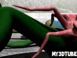 Báječný 3d mimozemšťan stunner získávání v prdeli těžký podle a spider