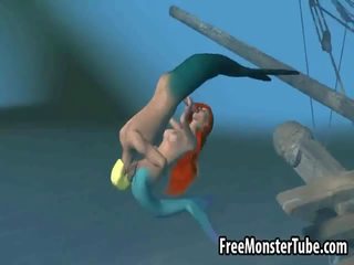 থ্রিডি সামান্য mermaid divinity পায় হার্ডকোর কঠিন নিচের পানি