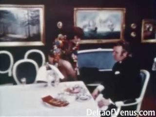 Vintage sex clip 1960s - Hairy mature Brunette - Table For Three