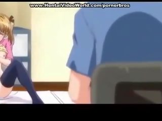 Anime teen young female begins fun fuck in bed