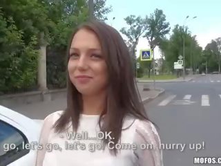 Utomhus flickvän tonårs foxy körd i offentlig