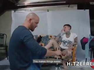 Hitzefrei Tattooed Short Haired MILF Takes a Big cock