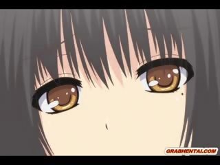 Japoneze anime vogëlushe merr squeezing të saj cica dhe gisht