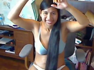 Pretty Long Haired Asian Striptease and Hairplay: HD X rated movie da