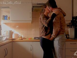 Kitchen go into out with spooning & Fingering - Sensual Teasing Stepsister