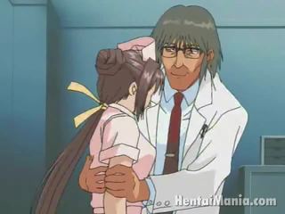 Handsome anime enfermeira obtendo grande jarros teased e molhada fenda humped por o hooters médicos practitioner