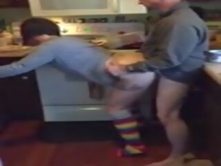 Wife Cumming On Husbands Friends prick In The Kitchen