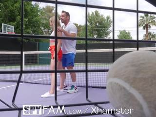 Spyfam Step Bro Gives Step Sis Tennis Lessons & Big shaft