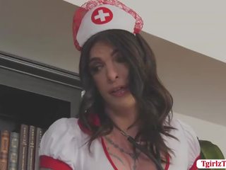 Tattooed Nurse shemale Chelsea Marie missionary anal xxx movie vid